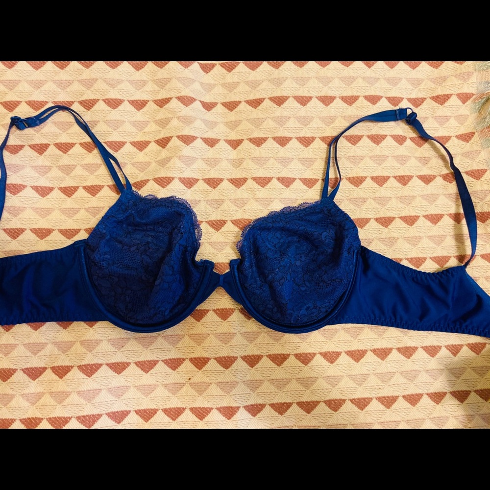 Blue Lace Unlined Bra 36B - Picture 7 of 8
